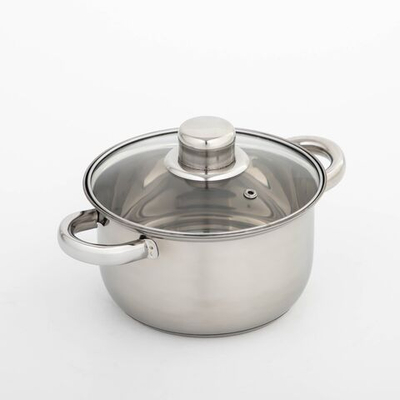 Кастрюля с крышкой из нержавеющей стали Доляна «Классика», 1,5 л, d=17,5 см (Цвет: не задано)