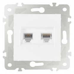 Розетка двойная RJ-11 и Ethernet RJ-45, без рамки Arte Milano am-203 203.44-1.white