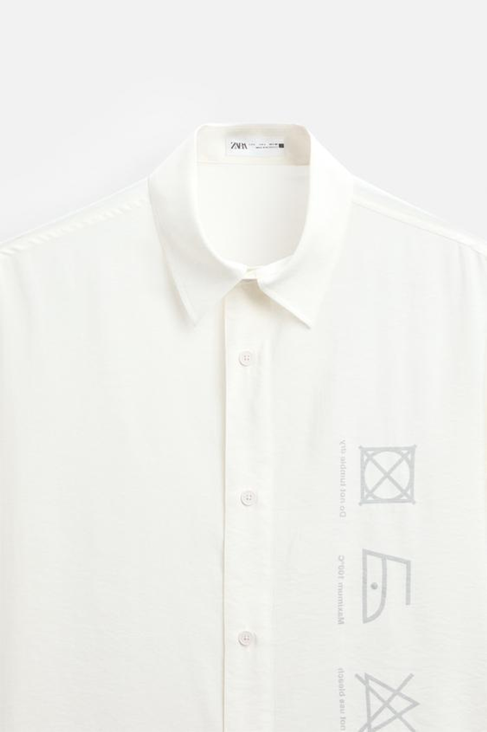 ZARA РУБАШКА ОВЕРСАЙЗ С СИМВОЛАМИ, ЖЕЛТОВАТО-БЕЛЫЙ