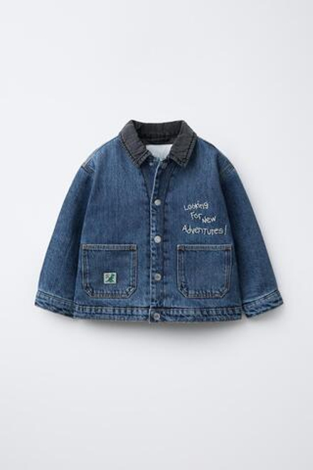 ZARA ДЖИНСОВАЯ КУРТКА-РУБАШКА С УТЕПЛИТЕЛЕМ WOODY TOY STORY © DISNEY PIXAR, ВЫЦВЕТШИЙ СИНИЙ