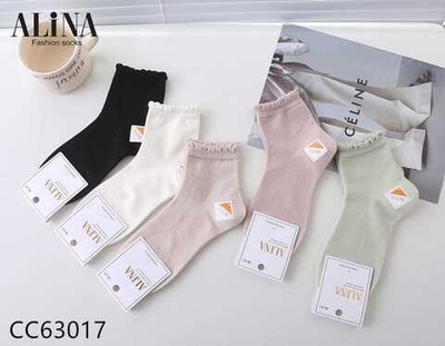 Носки женские средней длины из хлопка с рюшками, набор 10 пар