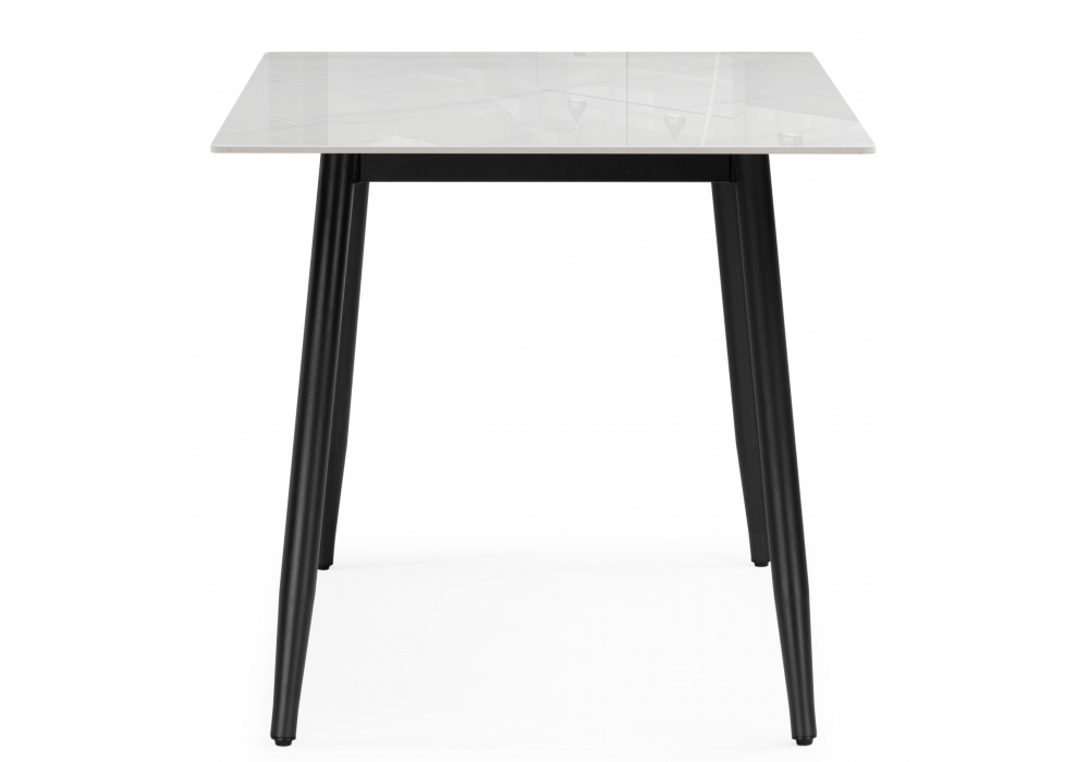 Керамический стол Woodville Rion 120 белый мрамор, черный, ножки черные