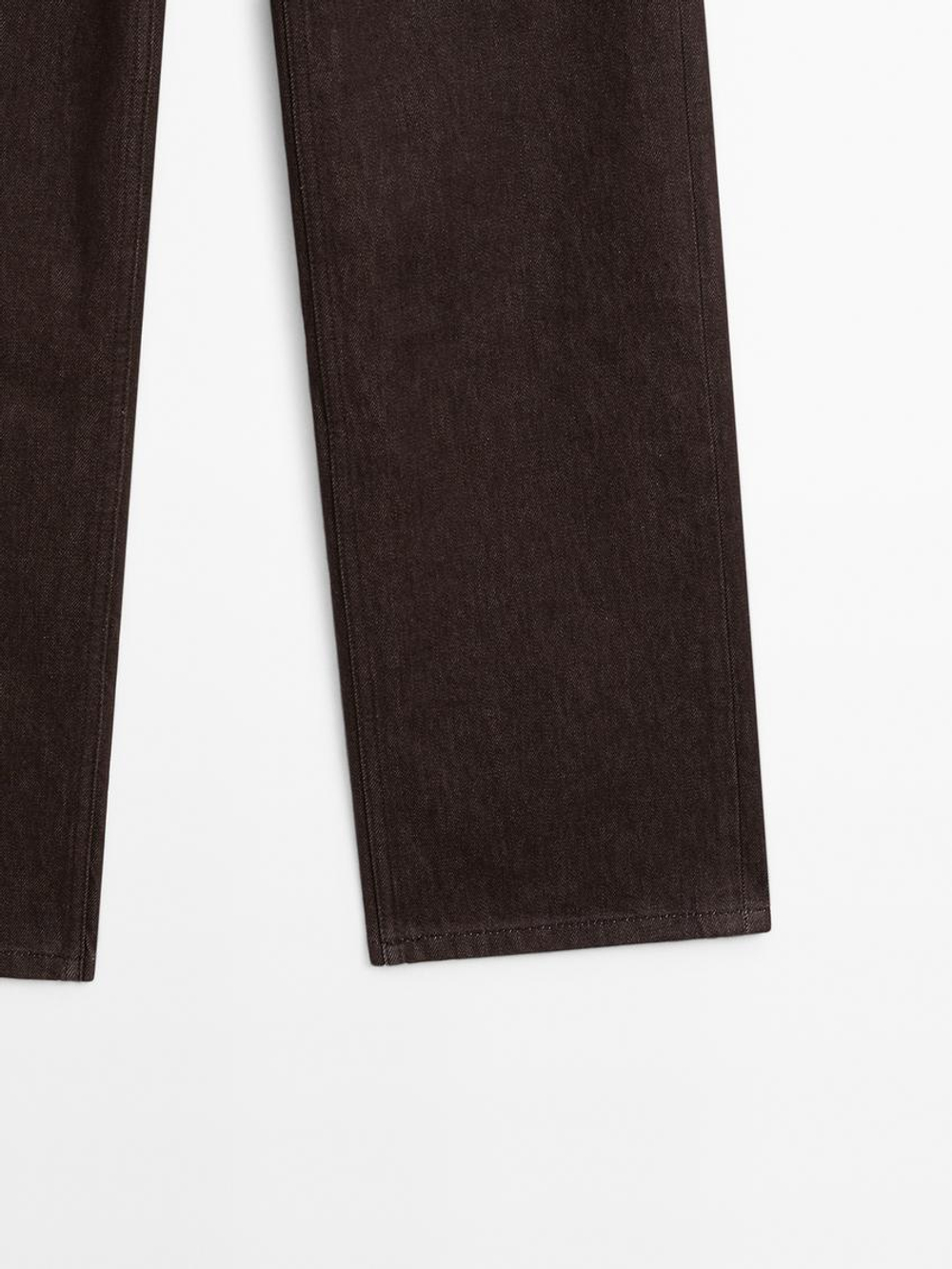 Massimo Dutti Джинсы со средней посадкой и широкими штанинами, коричневый