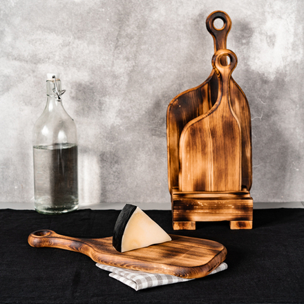 Деревянные разделочные доски 3 шт. из сибирского кедра на подставке RDN12