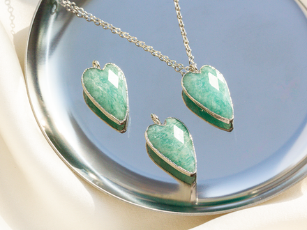 Подвеска "Сердце" в оправе, из амазонита