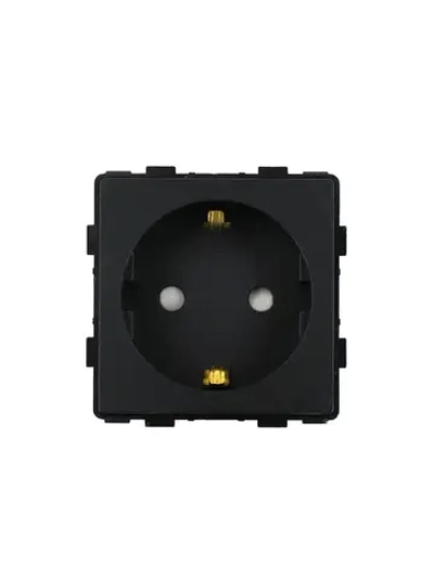 Механизм розетки KLUST Basic с заземлением, со шторками, черный