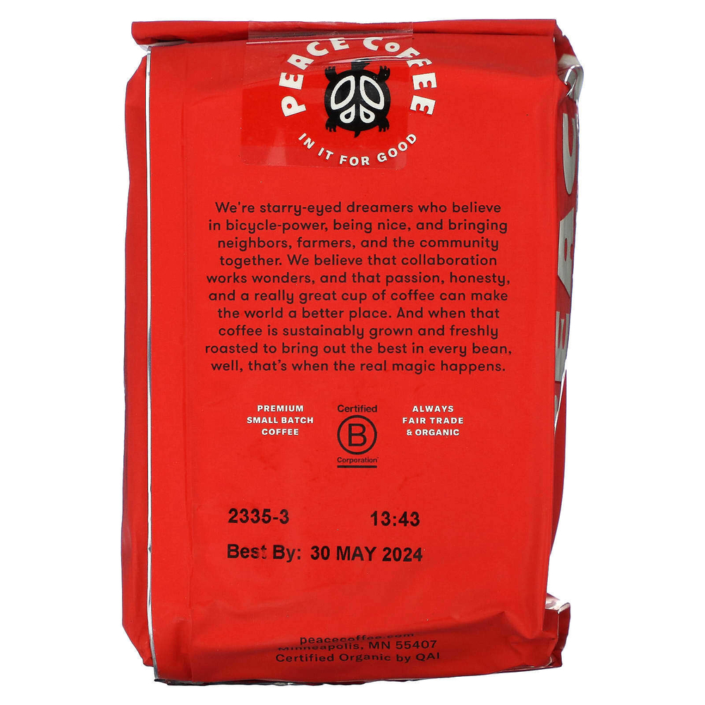 Peace Coffee, Organic Twin Cities, молотый, темная обжарка, 340 г (12 унций)