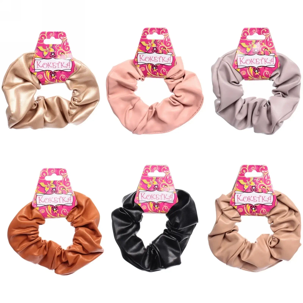 Резинка для волос 1шт «KRASSA», микс 6 цветов (черный, золотой, серебряный, пудровый, горчичный, кофе с молоком), d- 12,5 см