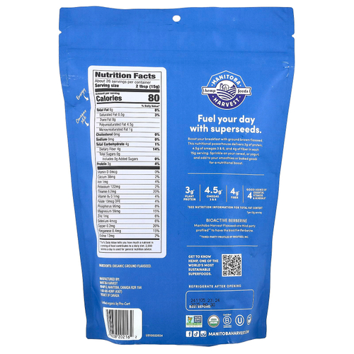 Manitoba Harvest, Органическое молотое льняное семя, 397 г (14 унций)
