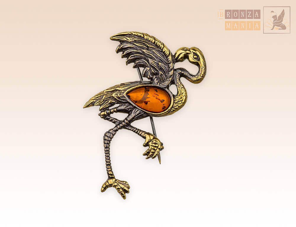 брошь Фламинго