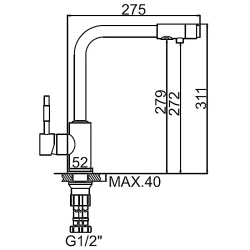 Смеситель для кухни с выходом для питьевой воды, переключатель на изливе (латунь) (1/10) L4155-3