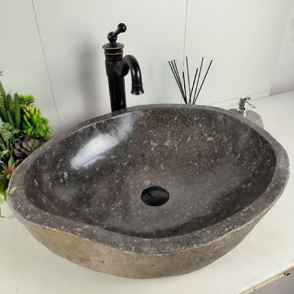 Раковина из речного камня RS-62083 (57*46*15)