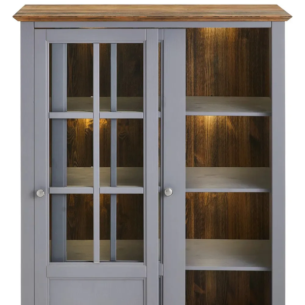 Шкаф-витрина Lakeview деревянная, сервант с 2 раздвижными дверями из массива сосны