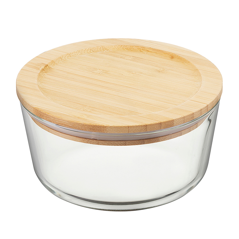 Контейнер 480мл Smart Solutions стеклянный с бамбуковой крышкой