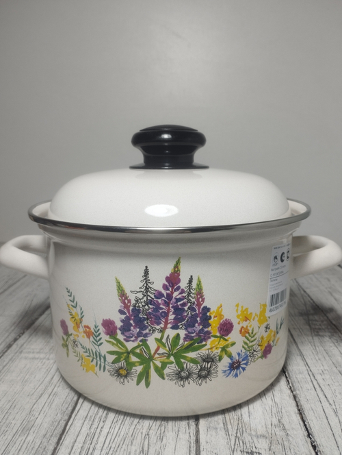 Кастрюля 2л цилиндр с рис Люпины с16104АП2