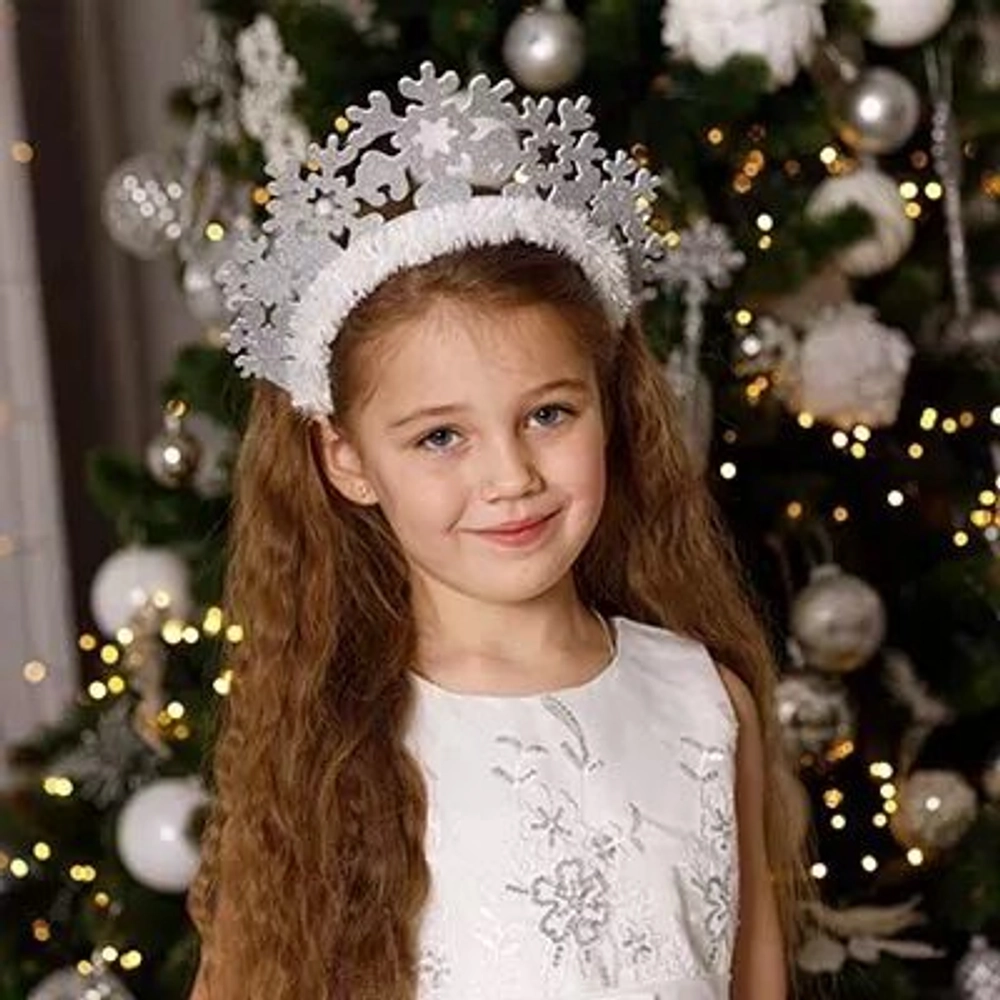 Ободок Снежинка серебро блеск