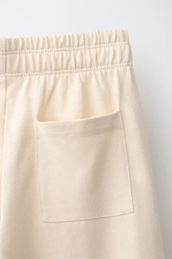 ZARA ПЛОТНЫЕ БРЮКИ WIDE LEG, ЭКРЮ