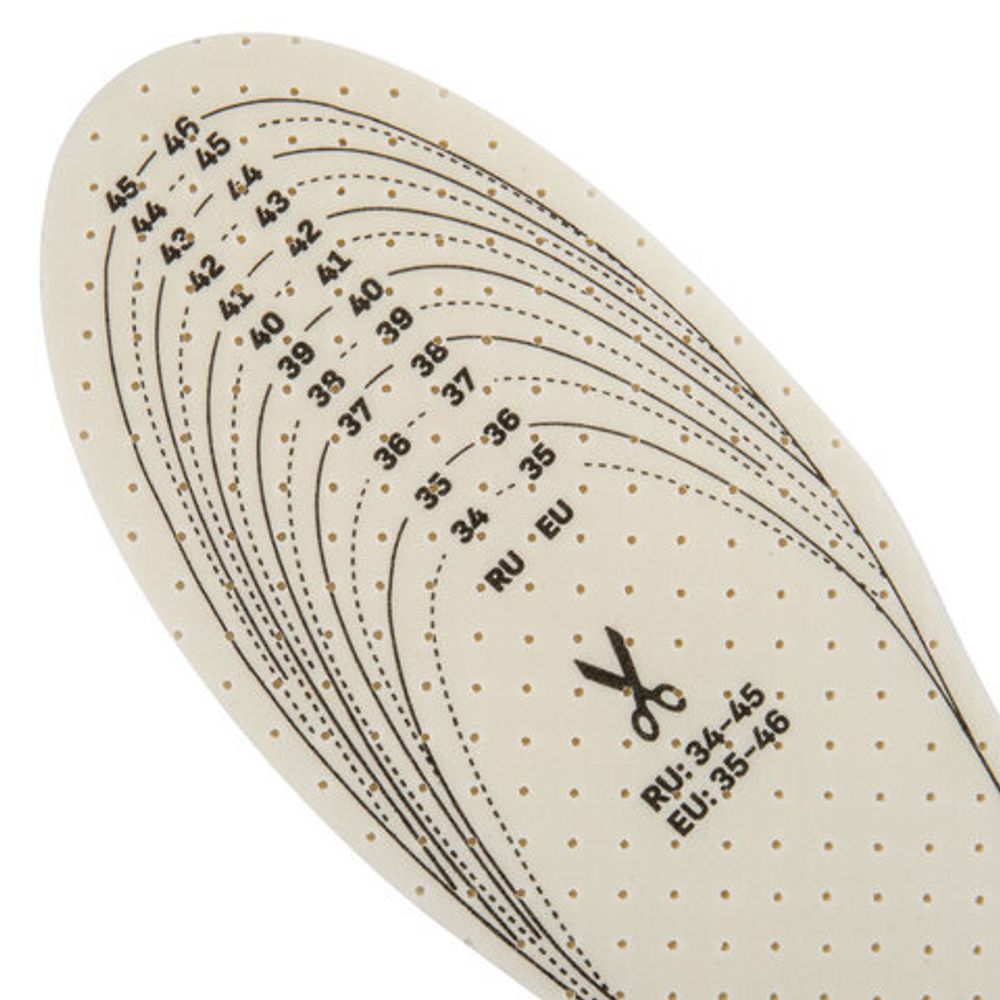 Стельки для обуви КОМФОРТ, УНИВЕРСАЛЬНЫЙ размер RU 34-45 / EU 35-46 с линиями выреза, SHEGRA (ШЕГРА), 700733