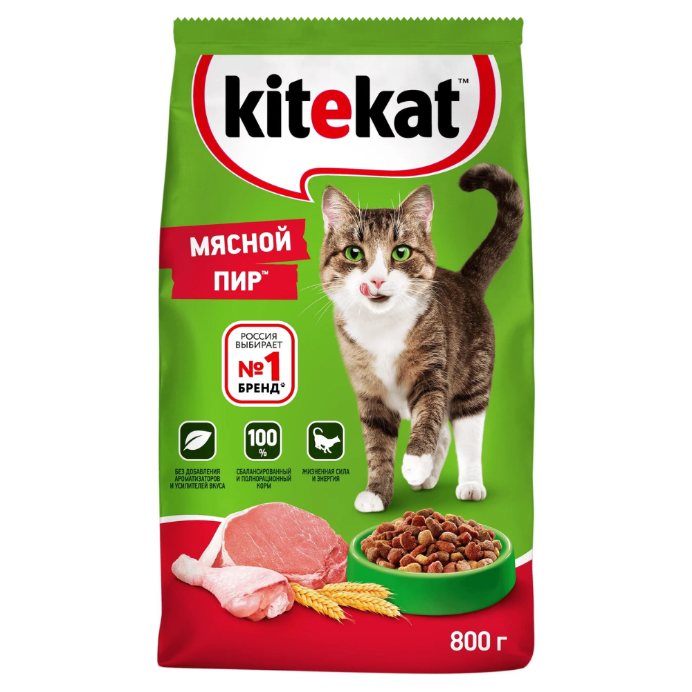 Сухой корм для кошек Kitekat Мясной пир 800 гр
