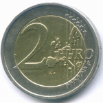 2 евро 2002 год. Греция. Регулярный выпуск. Тип 1 (Разновидность - звезда без S). Биметалл XF