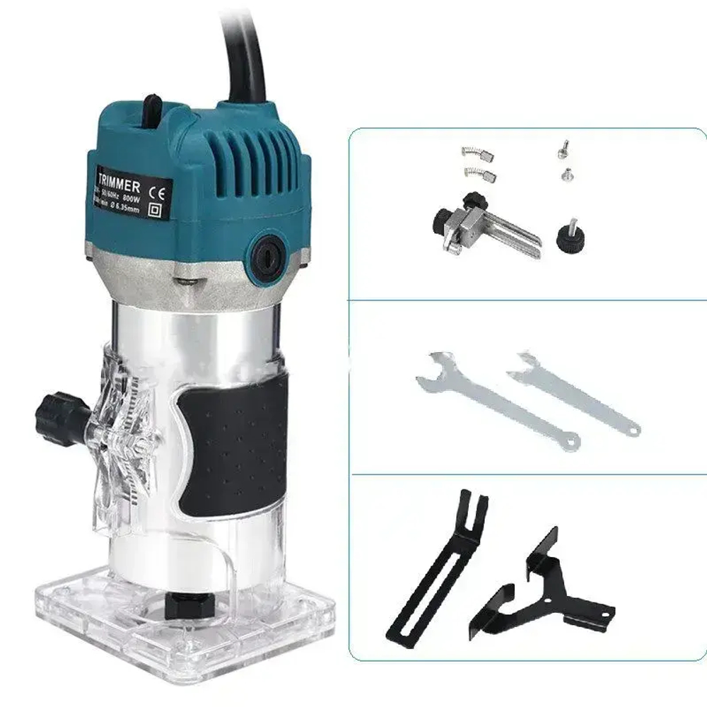 Фрезер по дереву электрический , набор фрез 15 шт,30000 об/мин,цанга 6.35мм800 Вт