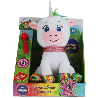 Единорог интерак. 25см. музыка Шаинского, обучен, свет, в коробка (Мульти-пульти)