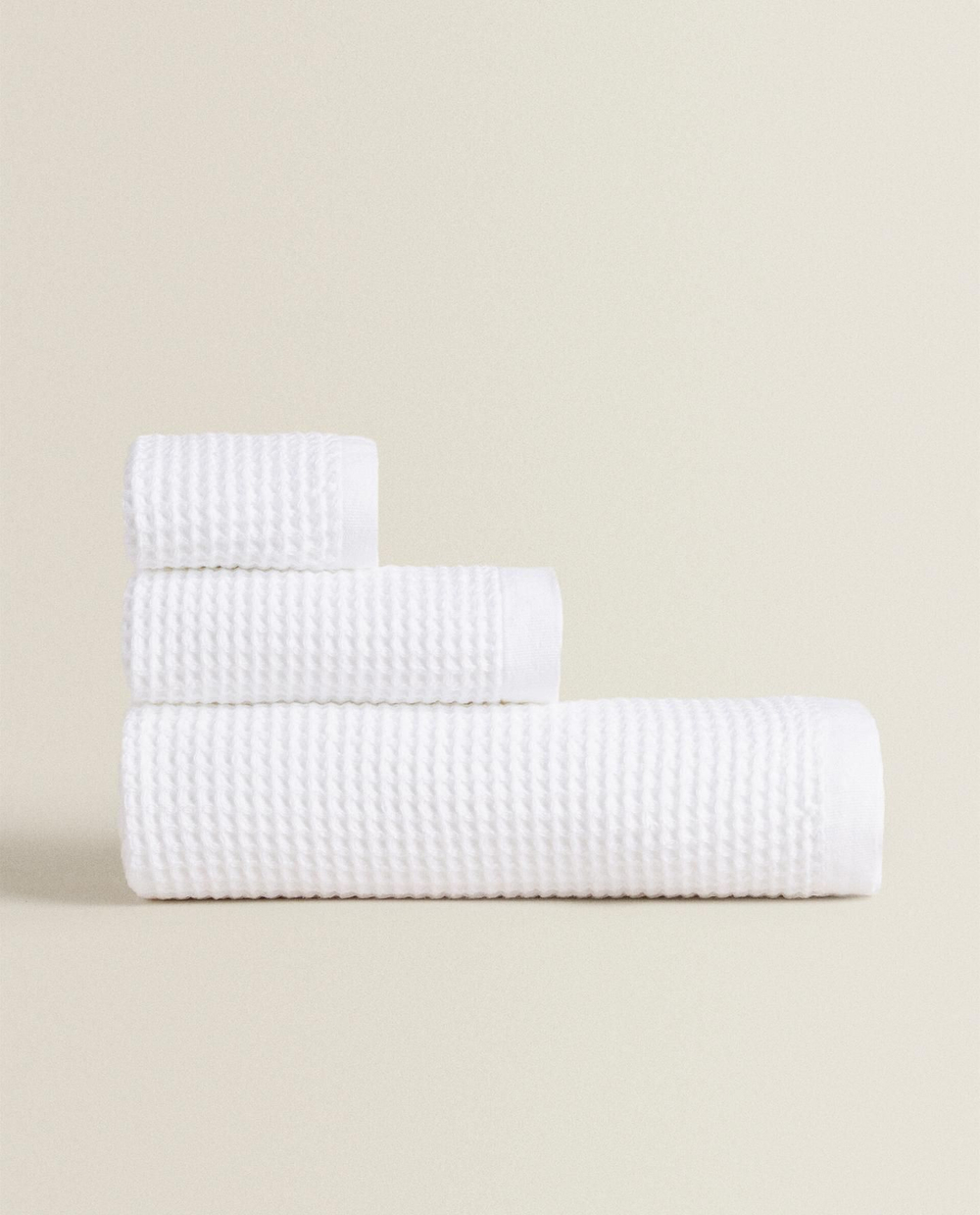 Zara Home - Хлопковое вафельное банное полотенце, белый, 50х90 см
