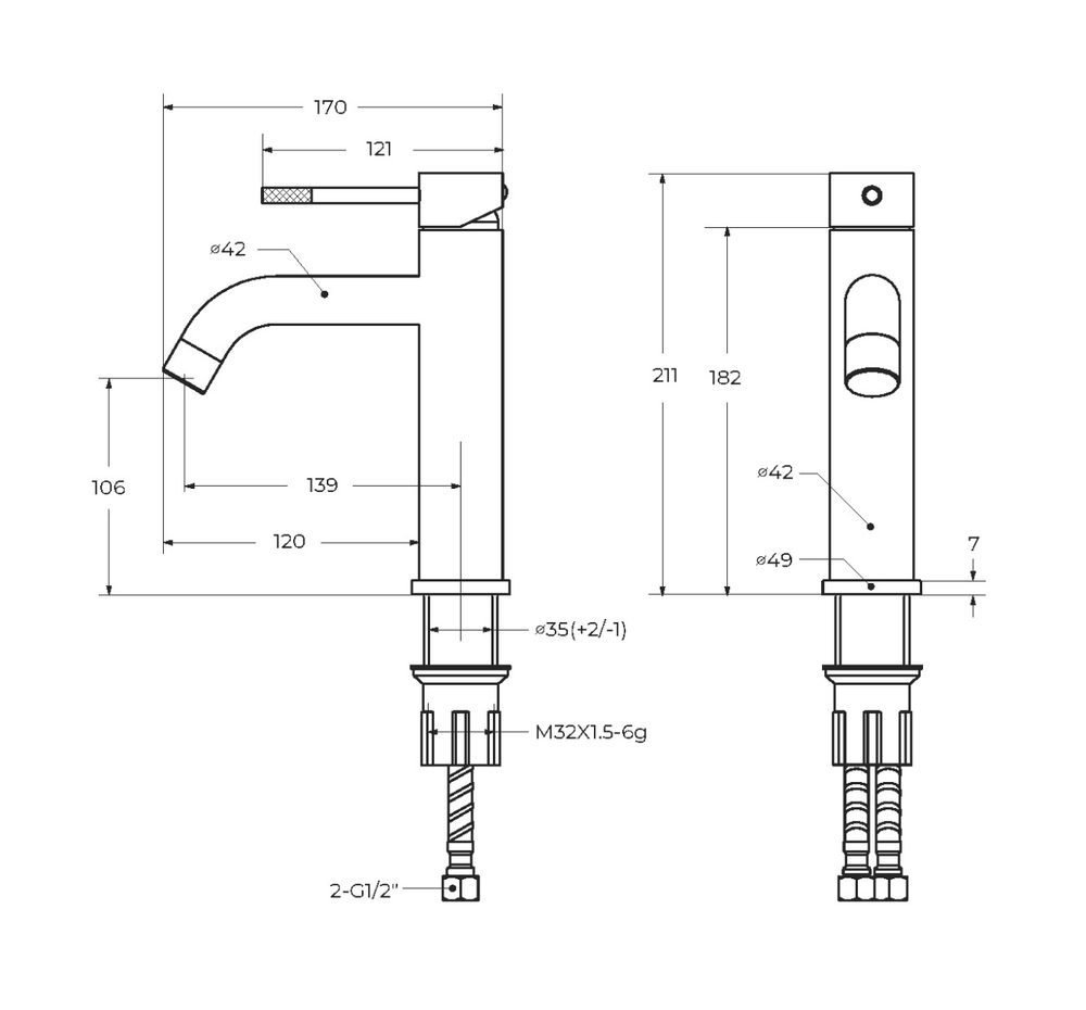Cмеситель для раковины CEZARES RELAX-LS1-GM с донным клапаном