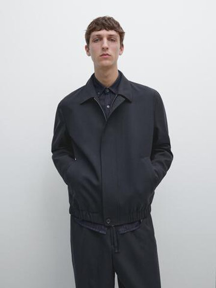 Massimo Dutti Куртка из шерсти, темно-синий