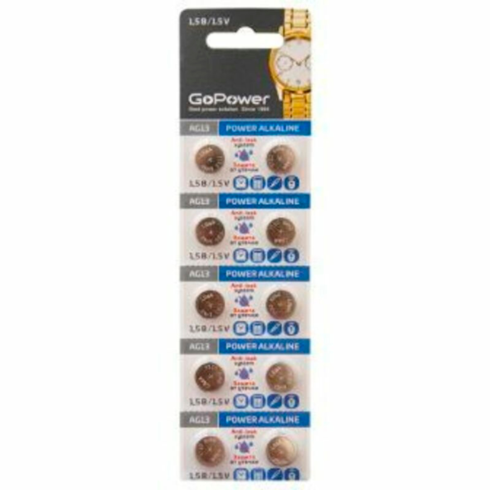 Батарейка GoPower G13/LR1154/LR44/357A/A76 BL10 Alkaline 1.5V