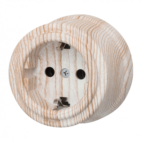 Розетка с З.К., пластик, цвет Карельская сосна B1-101-13