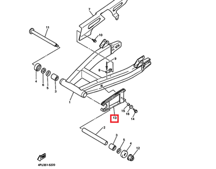 слайдер приводной цепи Yamaha XJR1200 XJR1300 4KG-22151-00-00