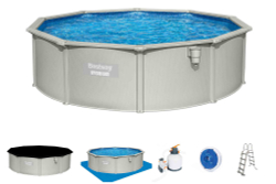Стальной бассейн Bestway Hydrium Pool Set 460х120 см + песочный ф/насос 5678 л/ч, лестница, тент, подстилка (56384 BW)