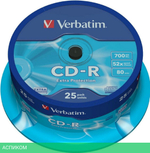 CD-R диск Verbatim 700MB 52x DataLife Cake Box (43432)