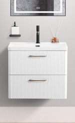 Подвесная тумба с раковиной Belbagno DUE 60 см Белый металлик DUE-600-2C-SO-BM-P + BB-8076-3-60