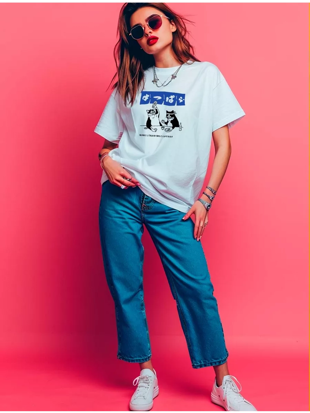 Футболка оверсайз с котиками y2k