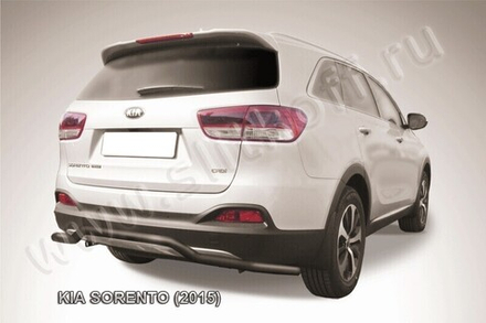 Защита заднего бампера Kia Sorento (2014-2017) d57 волна серебристая
