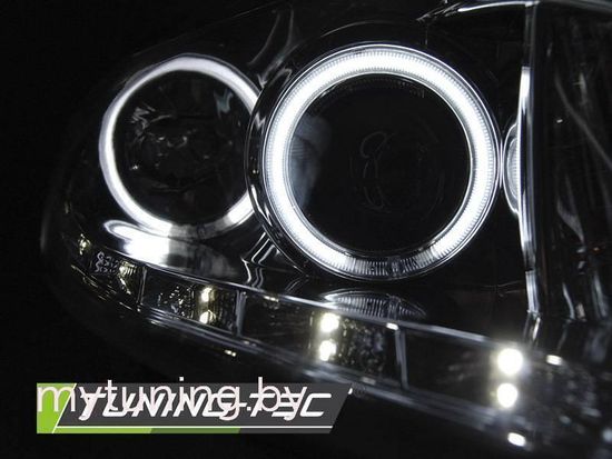 Передние фары Angel Eyes для Ford Focus II (08-11) CCFL хромированные