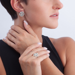 "Розалинта" кольцо в серебряном покрытии из коллекции "Жемчужный сад" от Jenavi