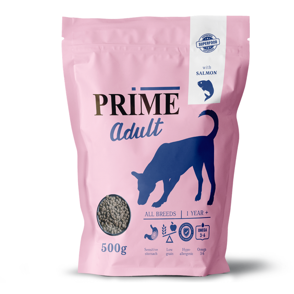 PRIME 500г Skin&amp;Coat Сухой корм для собак здоровая кожа и шерсть с 12мес Лосось