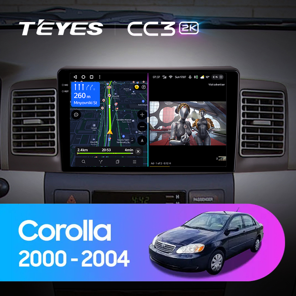 Teyes CC3 2K 9"для Toyota Corolla 2000-2004