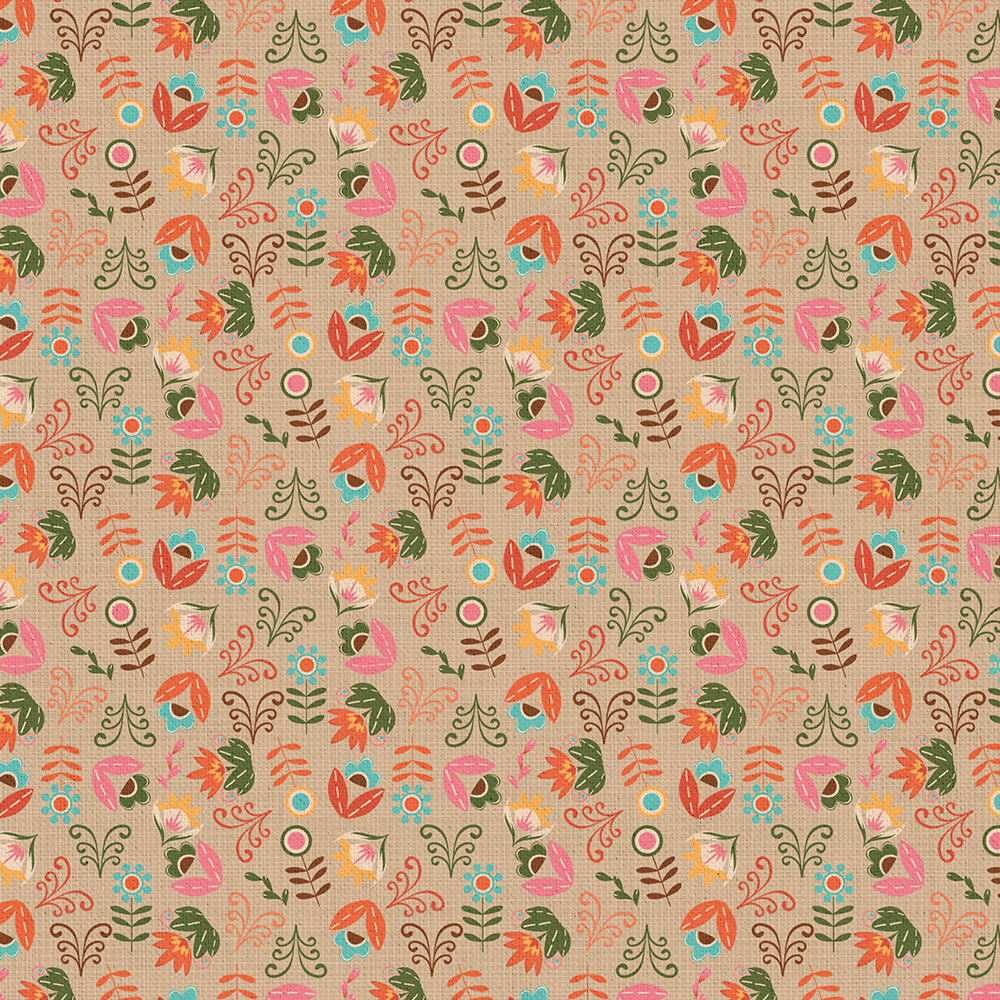 Ткань для пэчворка PEPPYЛЕСНЫЕ ЖИТЕЛИ, 50 x 55 см 146 г/кв.м, 100% хлопок,бежевый