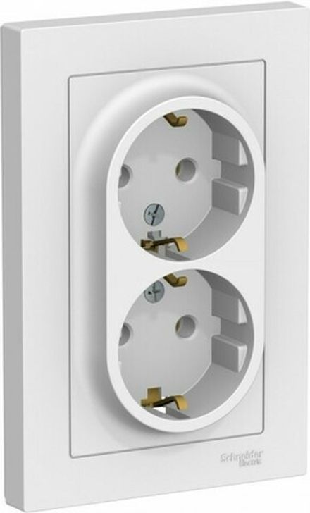 Розетка двухместная Systeme Electric AtlasDesign Бел с/з в сборе 16А