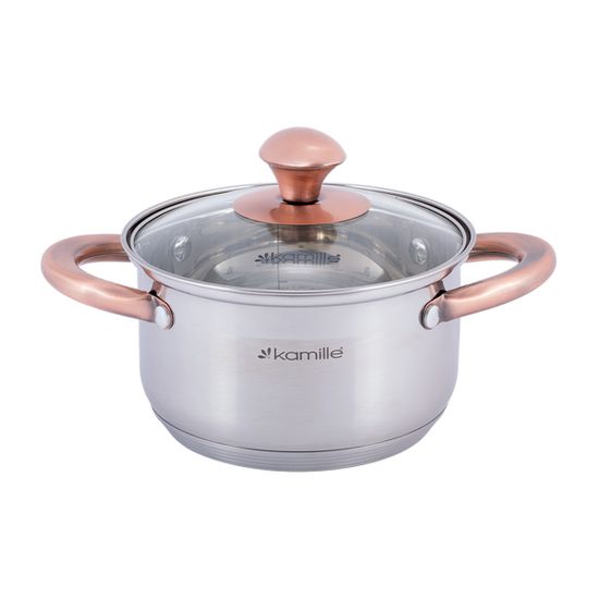 Кастрюля 1,5 л. из нержавеющей стали Kamille KM 4930 с медными ручками