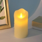 Сувенир с подсветкой «Свеча восковая - Небесная» 7,5*15 см - облита воском (работает от батареек 3 ААА)