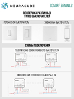 ZigBee Реле Sonoff ZBMINIL2 Extreme 2шт, 6A/1320Вт (Работает с Алисой)