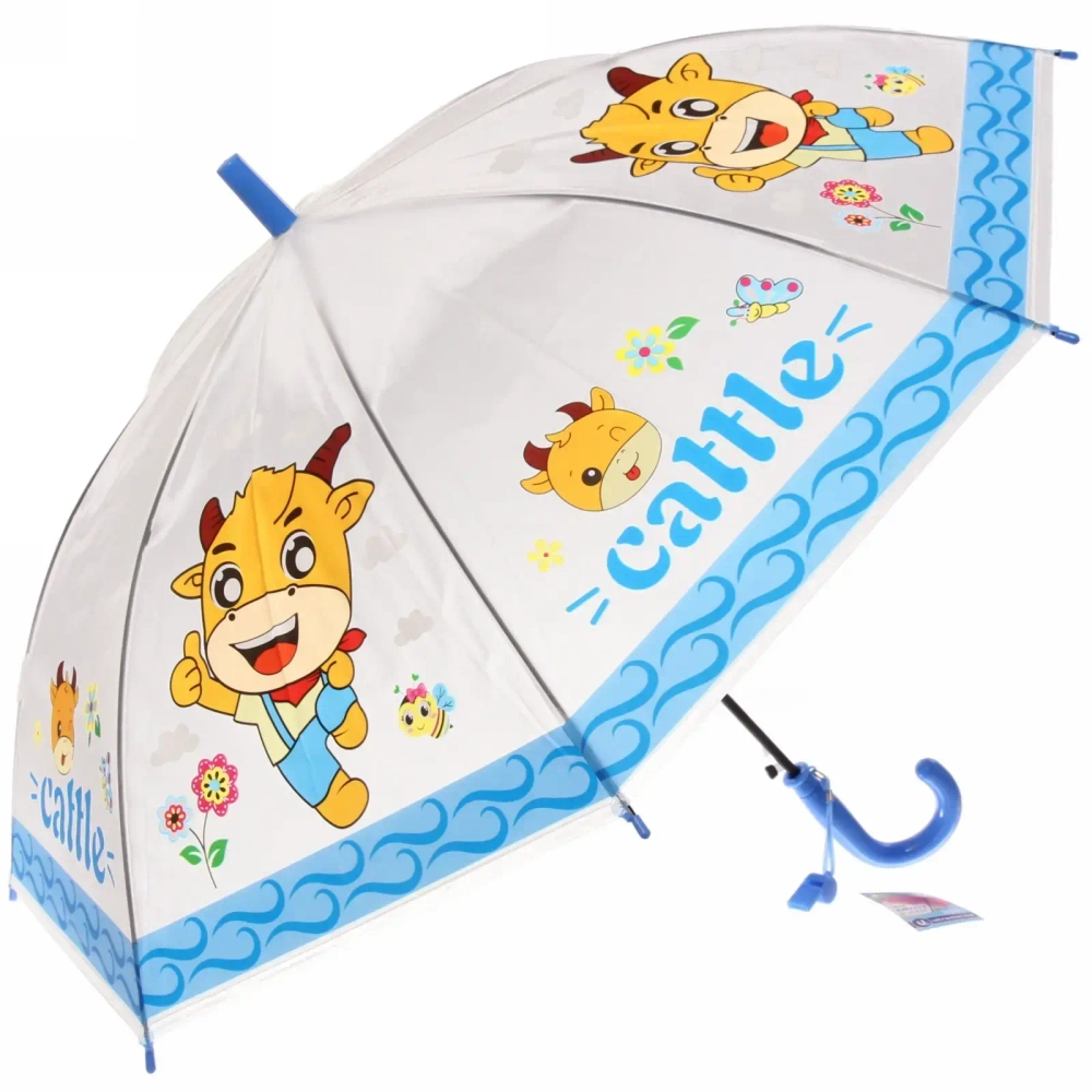 Зонт детский полуавтомат «Ultramarine - Весёлые зверята», микс 6 цветов, 8 спиц, d-98см, длина в слож. виде 65см