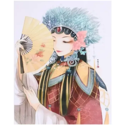 Алмазная мозаика на подрамнике с полным заполнением «МИР ЯРКИХ КРАСОК», Акамэ и веер, 20*30 см