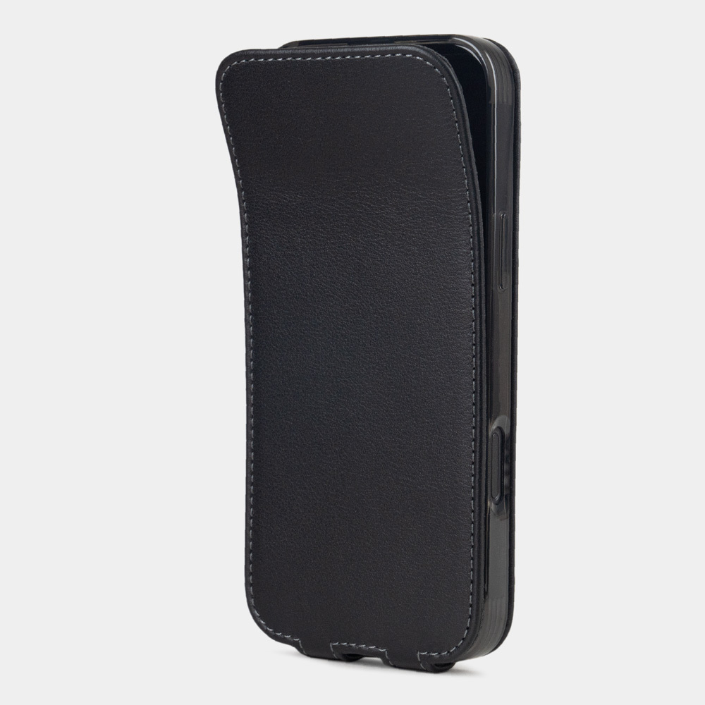 Кожаный чехол для iPhone 16 Pro Max, теленок черного цвета