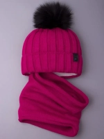 Шапка детская зимняя вязаная с помпоном и снуд